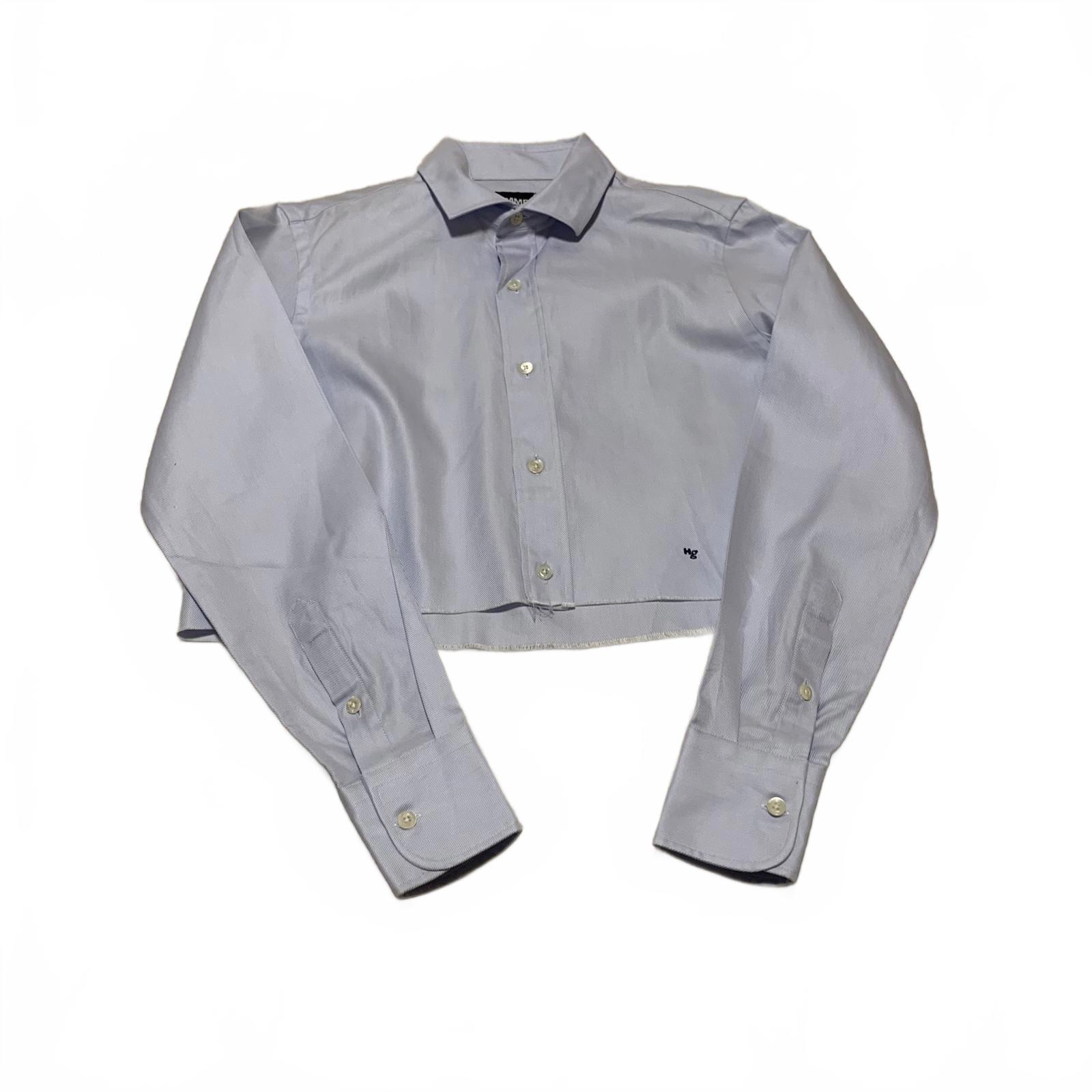 Hommegirls Women's S Chambray Blue Cropped Shirt